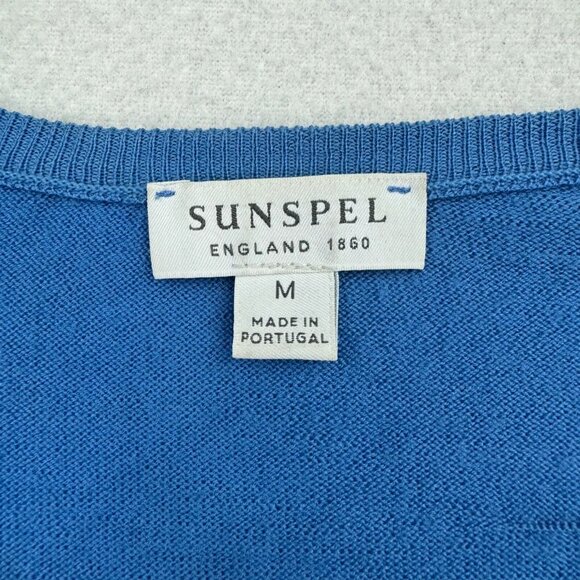 Sunspel Mens Medium Blue Crew Neck Pullover Sweater, Long Sleeve, Size Medium M - Picture 4 of 11